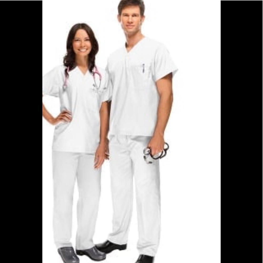 White unisex scrubs brand new